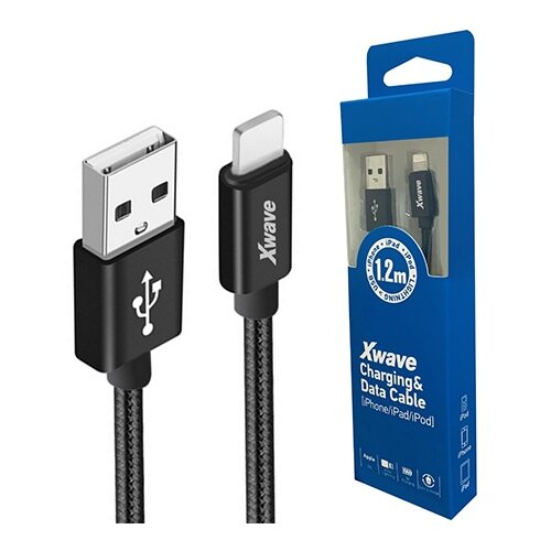 X Wave Kabl USB IPHONE 1.2M 3A,aluminium,black mesh Cene