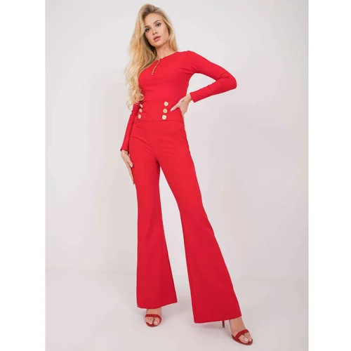 Fashion Hunters Red elegant trousers with Salerno creases
