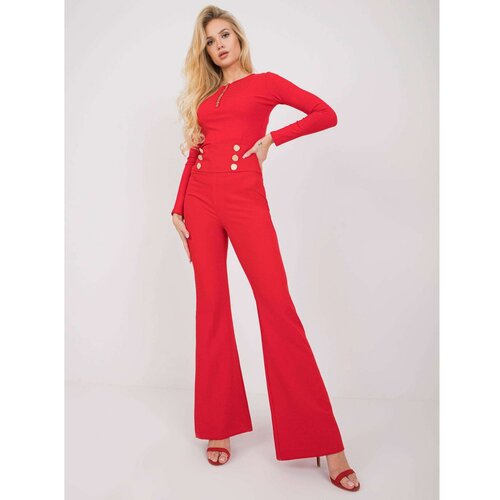 Fashion Hunters Red elegant trousers with Salerno creases Slike