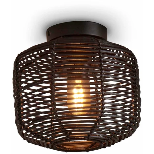 Good&Mojo Crna stropna svjetiljka sa sjenilom od ratana ø 25 cm Tanami –