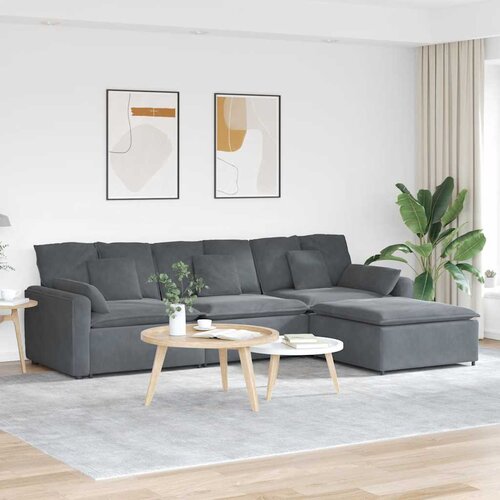  Modularna sofa s podnožjem i jastucima tamno siva Cijene