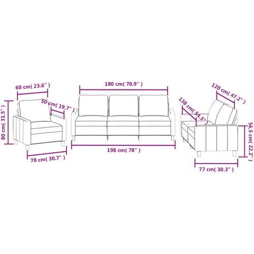  3-dijelni set sofa s jastucima crni od umjetne kože Slike