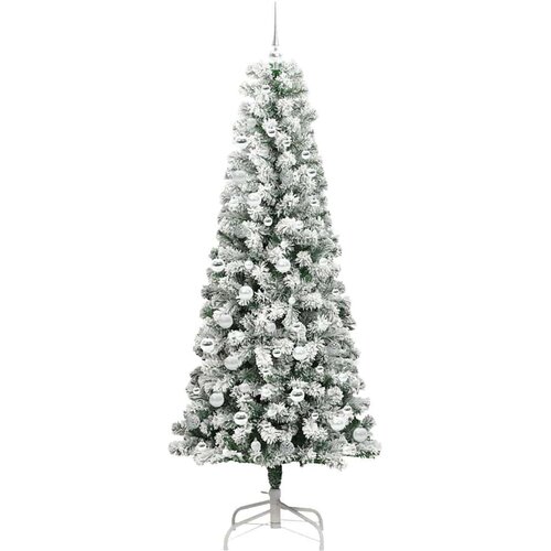 VidaXL Umjetno božićno drvce s nogom Zelena i bijela 210 cm PVC Slike