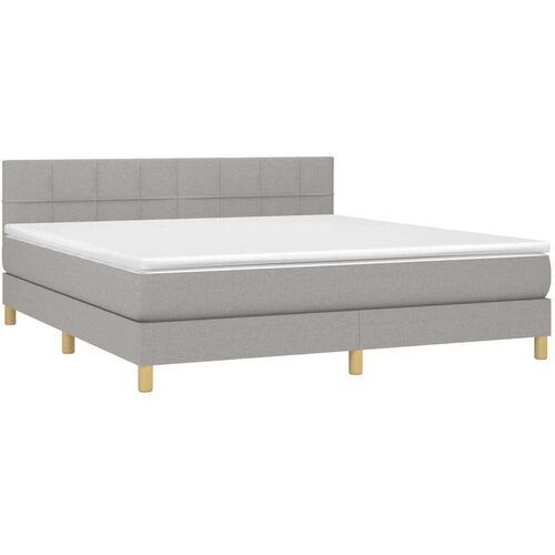  Box spring s madracem LED svjetlosivi 160x200 cm tkanina Slike