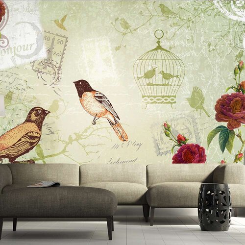  Tapeta - Vintage birds 150x105 Slike