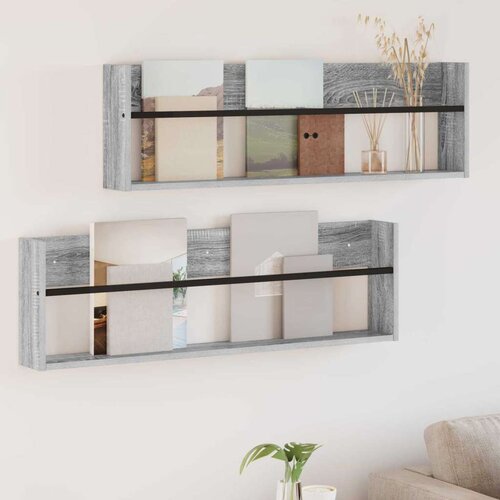  Polica za časopise s policom 2 pcs Siva Sonoma 100 x 12 x 30 cm Cene