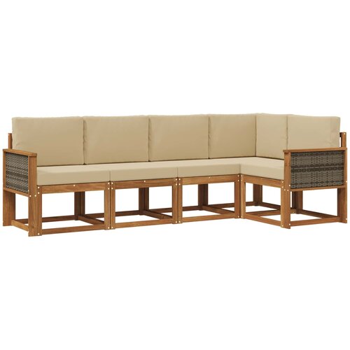  Set vanjskih sofa 5 kom. Prirodna i bež Poliester Smeđa 243 x 124,5 x 73 cm Slike