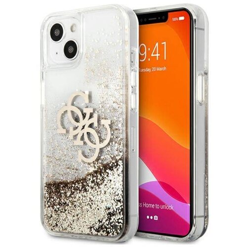 Guess GUHCP13MLG4GGO silikonski ovitek za iPhone 13 6.1 - prozoren z zlatimi ble&amp;scaron;čicami Slike
