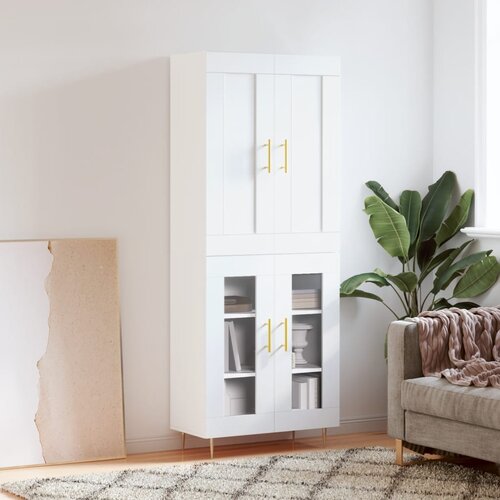 vidaXL Visoka omara bela 69,5x34x180 cm inženirski les Cene