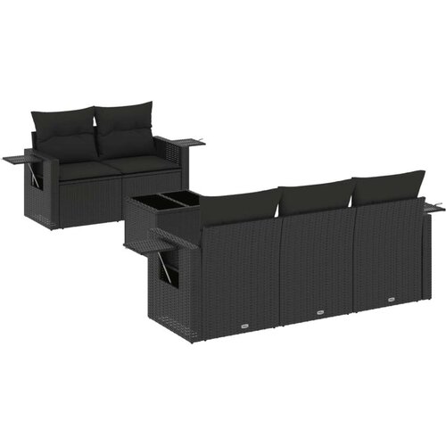 VidaXL 6-dijelni set vrtnih sofa s jastucima crni od poliratana Slike