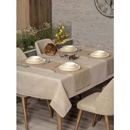 jasmine 220 - beige beige tablecloth set (2 pieces) Slike
