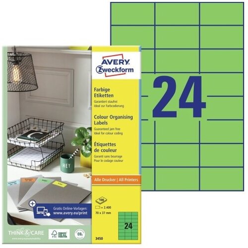  Etikete zweckform 3450 zelene 70x37 ZWECKFORM Slike