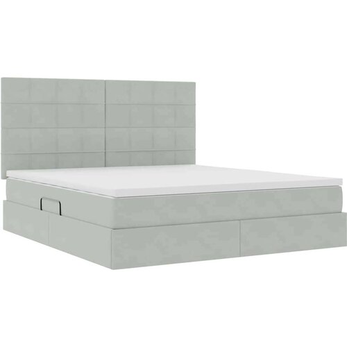  Krevet S LED lampica Svijetlo siva 160 x 200 cm Bar&amp;scaron;un Slike