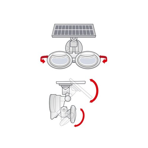 Phenom LED solarni reflektor z PIR senzorjem gibanja 2 vrtljivi glavi COB LED Slike