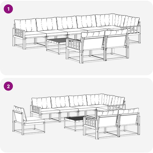  Set vanjskih sofa 9 kom. Bijela i bež Slike