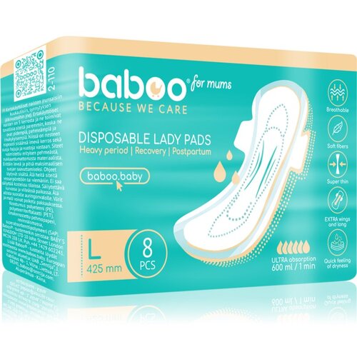 Baboo Postpartum Maternity Pads higijenski ulo&scaron;ci nakon poroda jednokratne veličina L 8 kom Cijene