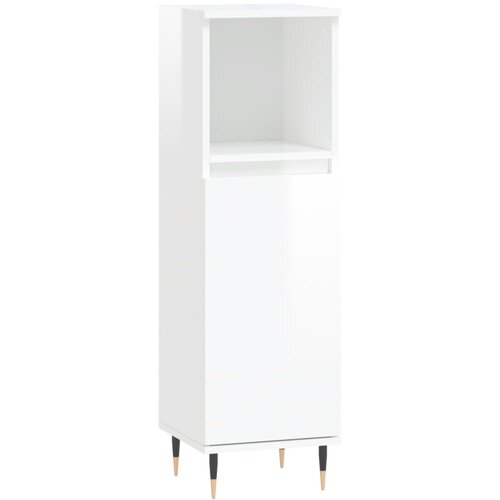 Maison Chic Kopalniška omarica - Kopalniški kabinet visok sijaj bela 30x30x100 cm inženirski les, (21794522) Cene