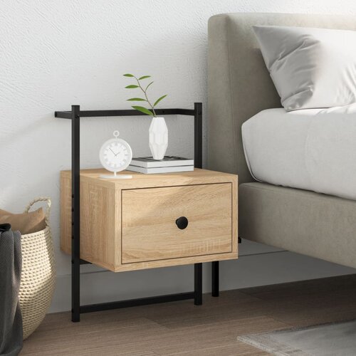 VidaXL Stenska nočna omarica sonoma hrast 35x30x51 cm inženirski les Slike