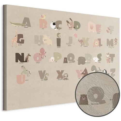  Slika - Alphabet at the Zoo - Joyful Animals and Their Names on a Beige Background 60x40 Premium Print Cene