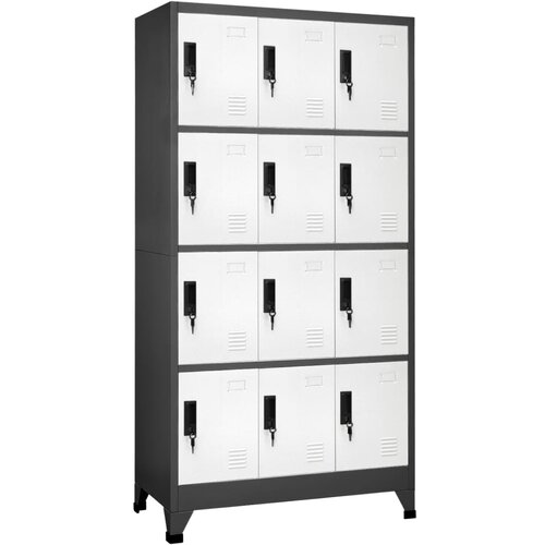 The Living Store Omara s ključavnico antracitna in bela 90x45x180 cm jeklo - Omarica Na Ključ, (21428919) Slike