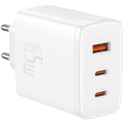 Baseus hišni polnilec 220V GaN CUBE Pro Fast Charge 65W vhod 1x USB A in 2x Type C - Original (EU Blister) bel Cene