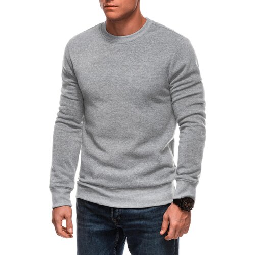 Edoti Men&amp;#039;s solid BASIC round neck sweatshirt - grey melange Slike