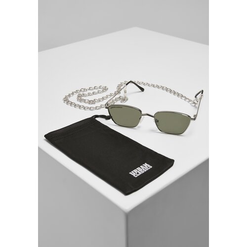Urban Classics Accessoires Sunglasses Kalymnos with chain silver/green Cene