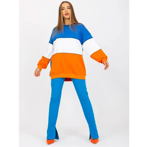 Fashion Hunters Basic blue and orange sweatshirt without RUE PARIS hood