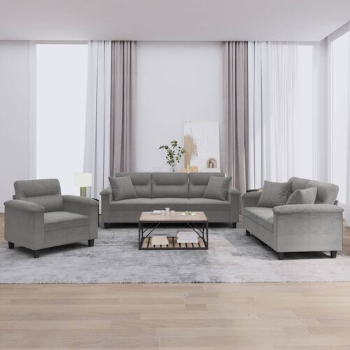  3-dijelni set sofa s jastucima tamnosivi od mikrovlakana Cijene