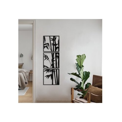 WALLXPERT APT041MS Zidna dekoracija Bambus, 45x45cm, 3 komada, Crna Cene