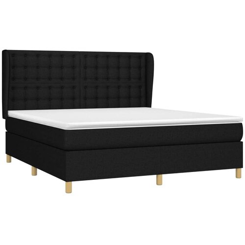  Krevet s oprugama i madracem crni 160x200 cm od tkanine Slike