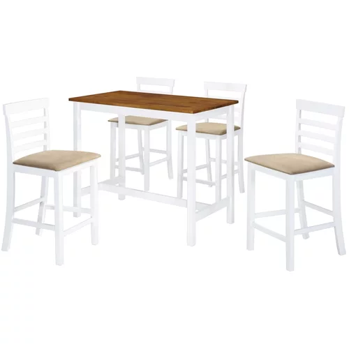  5-dijelni barski set stola i stolica od masivnog drva smeđe-bijeli