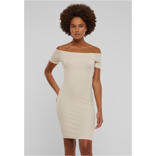 UC Ladies Women's Off Shoulder Rib Dress - Cream Cene