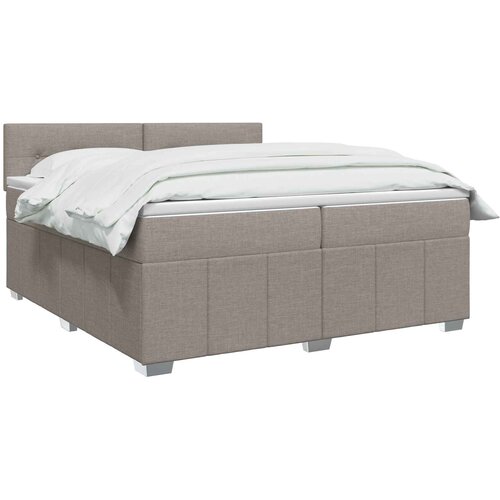  Boxspring krevet s madracem Sivosmeđa 200 x 200 cm Tkanina Smeđesiva 200 x 200 x 88 cm Slike