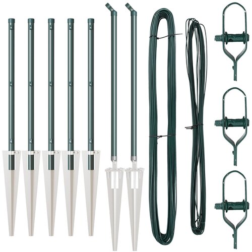 VidaXL Stebri za ograjo s konico 7 kos &amp;Oslash;32 mm 120 cm Galvanizirano jeklo Slike