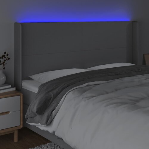  LED uzglavlje svjetlosivo 163 x 16 x 118/128 cm od tkanine Slike