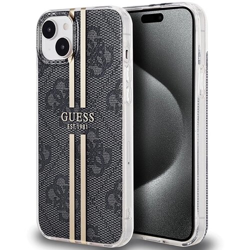 Guess IML 4G OVITEK GOLD STRIPE ZA IPHONE 15 PLUS / 14 PLUS - ČRN, (21833271) Cene