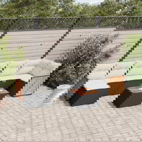 vidaXL 8-dijelni set vrtnih sofa od poliratana s jastucima crni Cijene