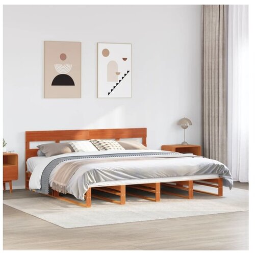vidaXL Posteljni okvir brez vzmetnice vošč. rjav 180x200 cm borovina Cene