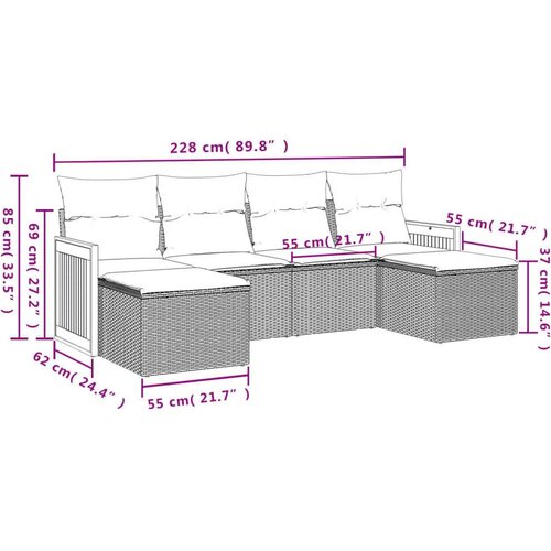 vidaXL 6-dijelni set vrtnih sofa od poliratana s jastucima sivi Cijene