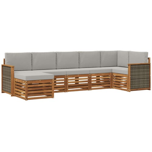 vidaXL Kotna sedežna garnitura z blazino 6 pcs Naravna in svetlo siva, (5000283810) Cene