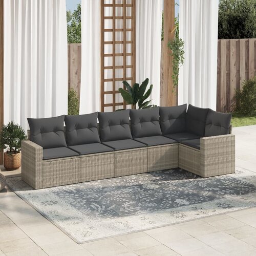 VidaXL 6-dijelni set vrtnih sofa od poliratana s jastucima svjetlosivi Slike