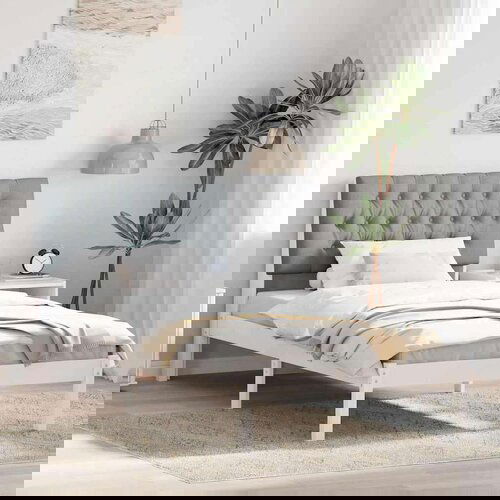  Posteljni okvir z oblazinjenim vzglavjem Bela 100 x 200 cm, (5000084531) Slike