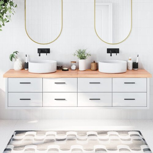  Kupaonska radna ploča svjetlosmeđa 220x60x(2-6)cm masivno drvo Slike