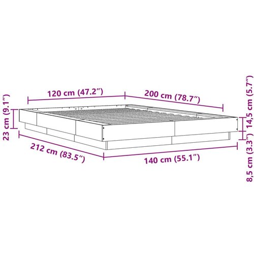 VidaXL Okvir kreveta siva boja betona 120x200 cm od konstruiranog drva Slike