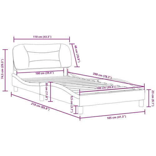 VidaXL okvir za krevet s uzglavljem tamnosivi 100x200 cm od tkanine Slike