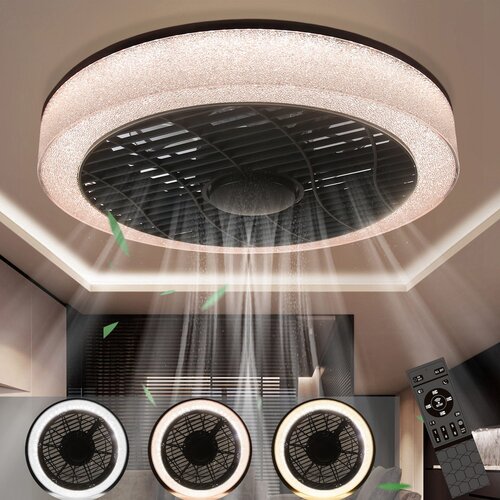 Nettlife LED stropni ventilator z lučjo – 39,5 cm, moderno, veliko in tiho, daljinec, časovnik, 34 W, 3000K–6000K z možnostjo zatemnitve, (22149652) Cene