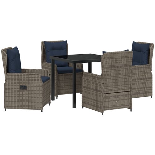 vidaXL Vrtni set za objed 5 pcs Siva Poli ratan Cene