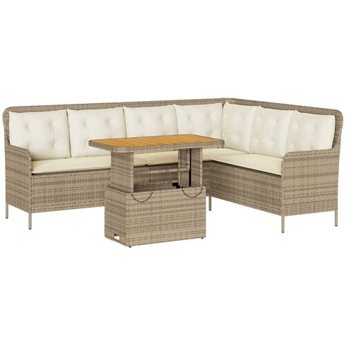  2-dijelni set vrtnih sofa od poliratana s jastucima bež 90 x 55 x 40/71 cm Slike
