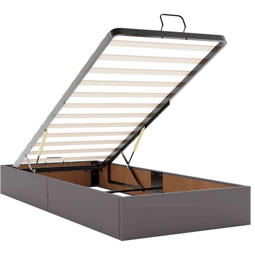 VidaXL otomanski okvir kreveta s madracem sivi 100x200cm umjetna koža Slike